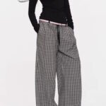 Lazy Check Relaxed Wide-Leg Trousers