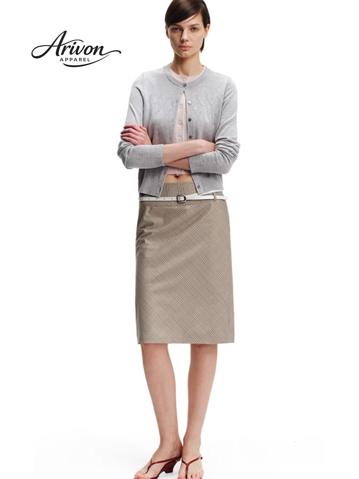 14logo Vintage Grid Tailored Mini Skirt - Image 1