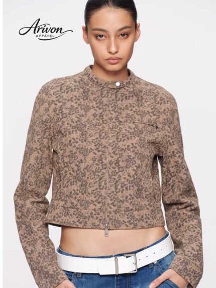 Wild Texture Leopard Crop Jacket