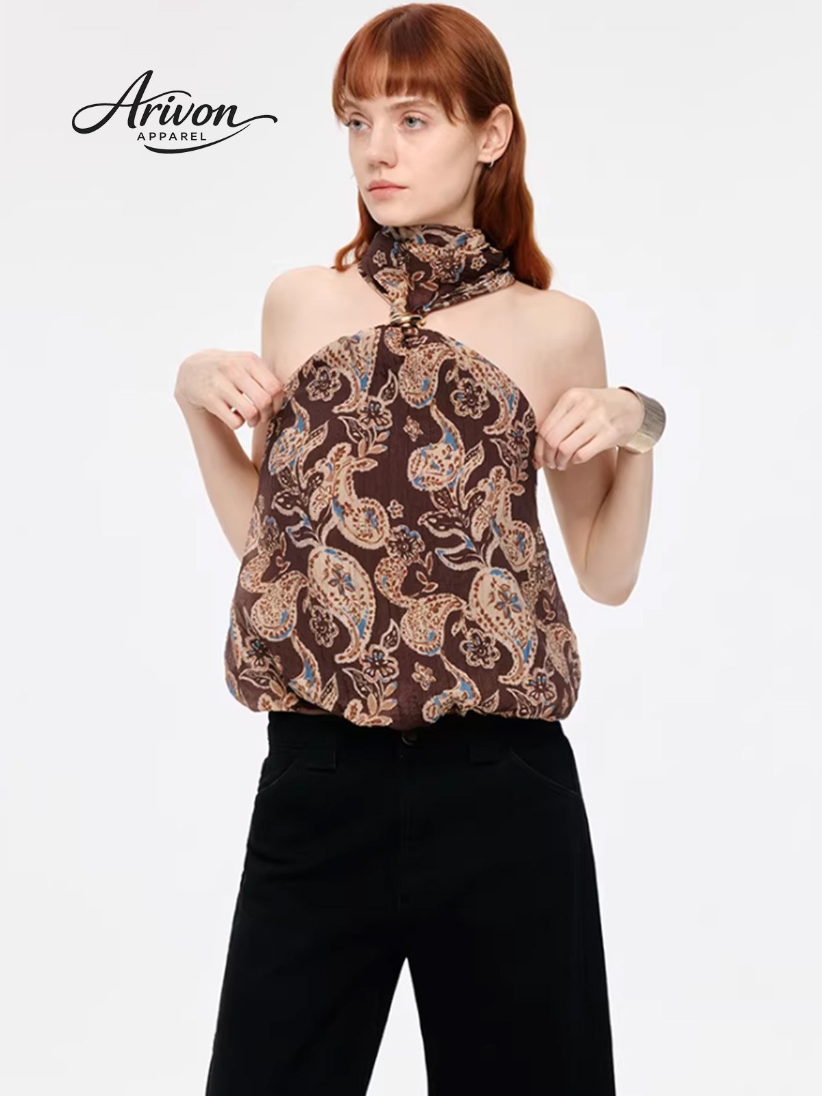 24logo Golden Paisley Halter Camisole - Image 1