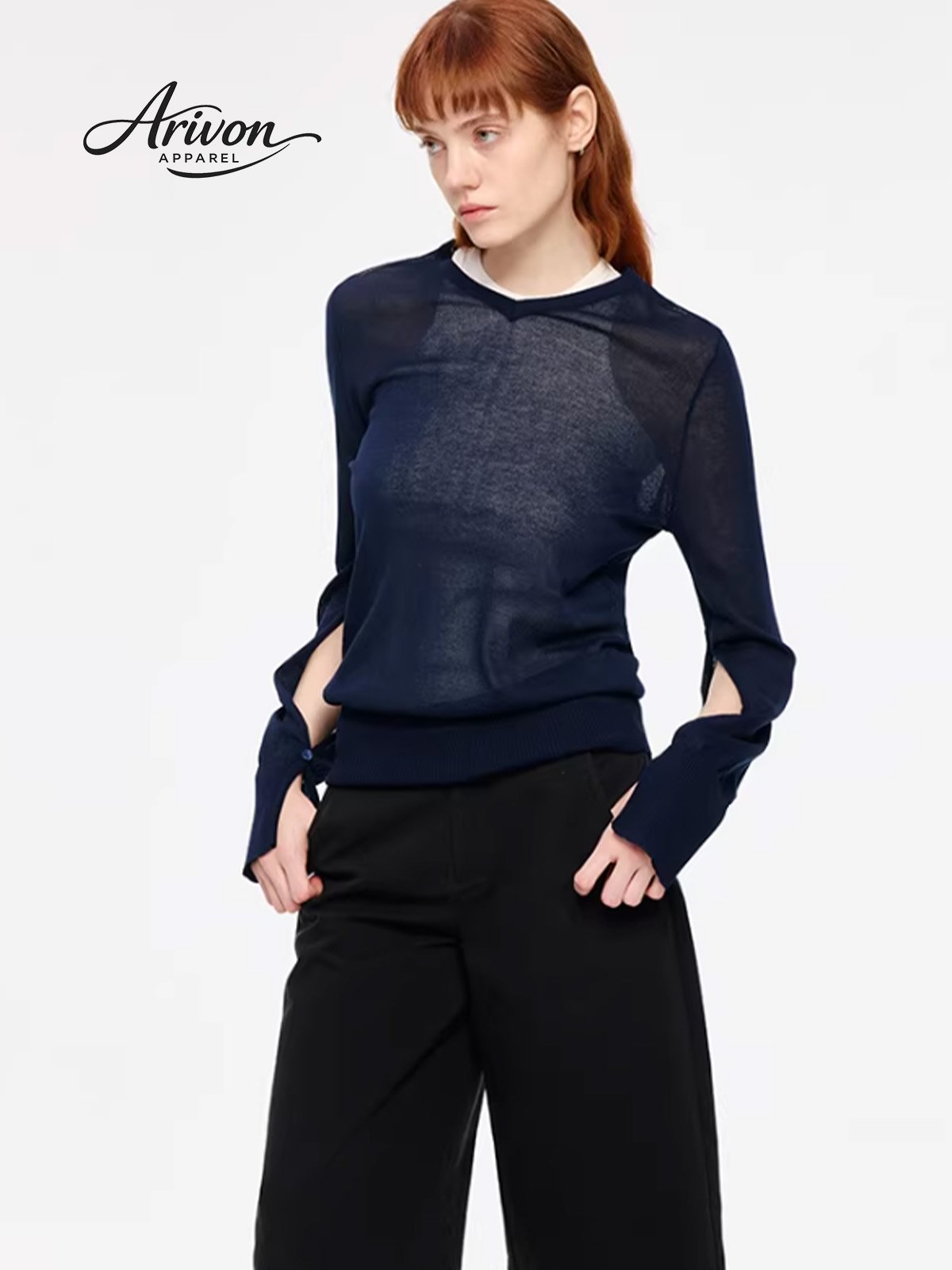25logo Soft Luxe V-Neck Knit Top - Image 1