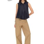 Lyocell Pleated Sleeveless Denim Shirt