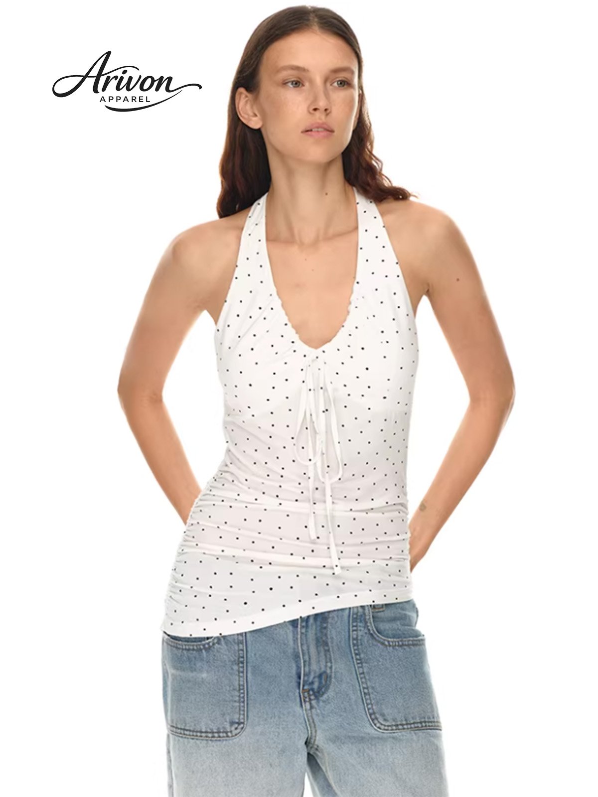 6logo Polka Grace Halter Tie Camisole - Image 1