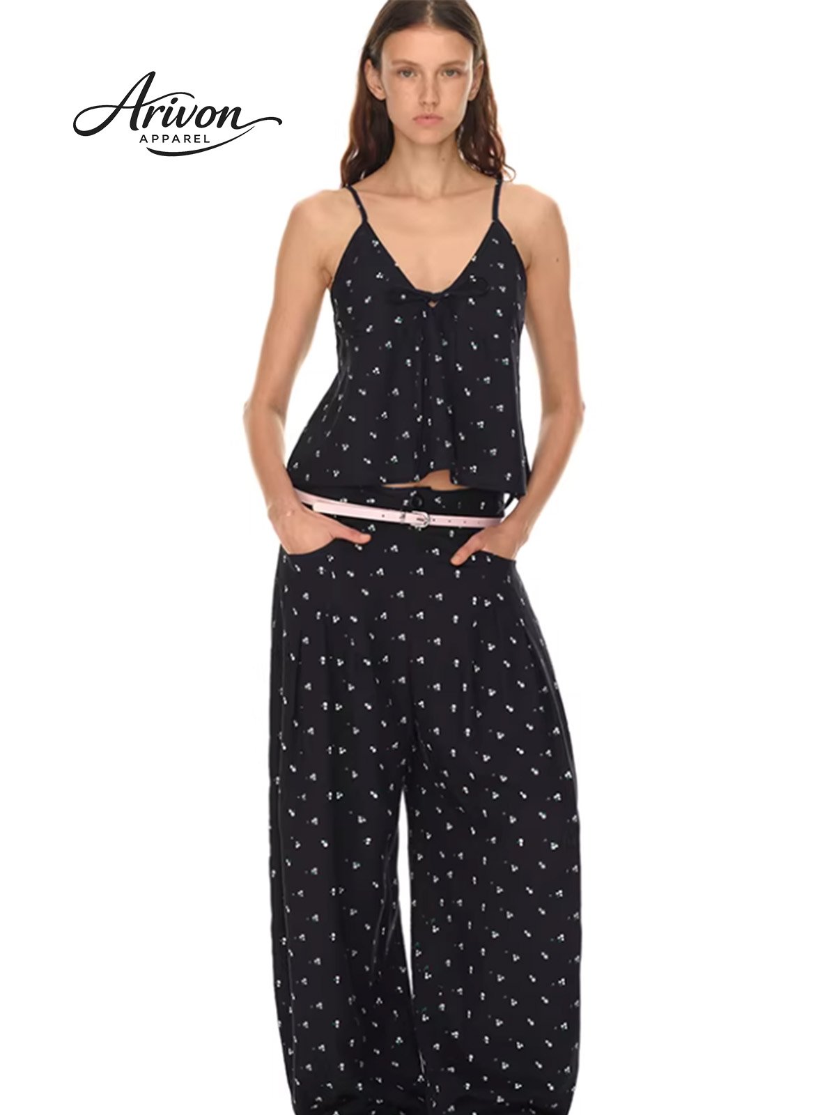 8logo Floral Breeze Camisole & Flowing Wide-Leg Set - Image 1